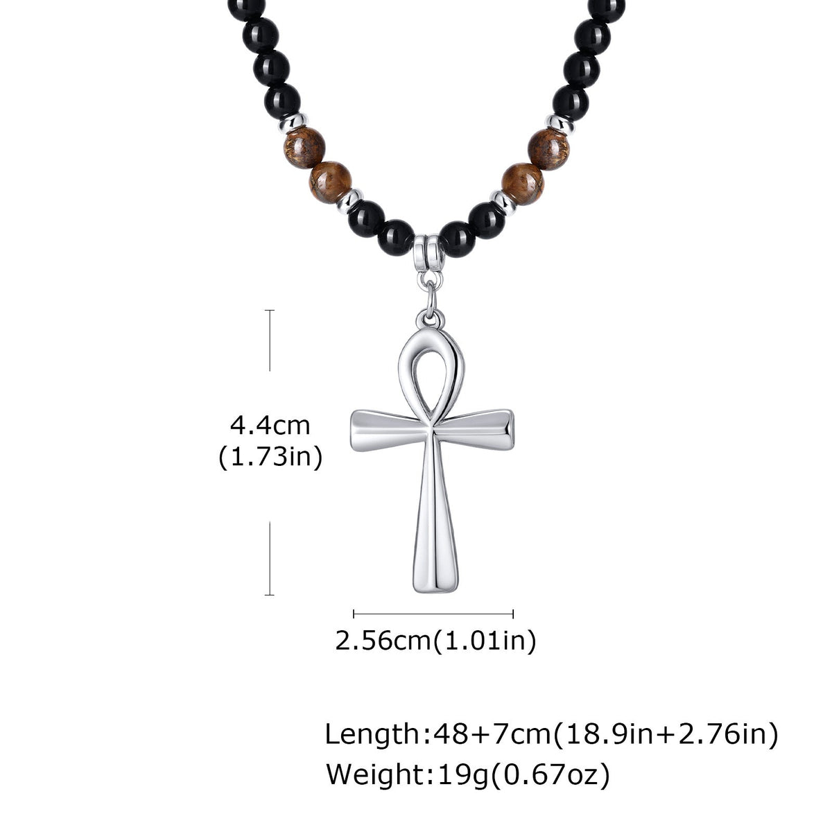 G관 - 스테인리스 스틸 십자가 펜던트 아크릴 호안석 비즈 목걸이 [NC-1700] 25.12-2