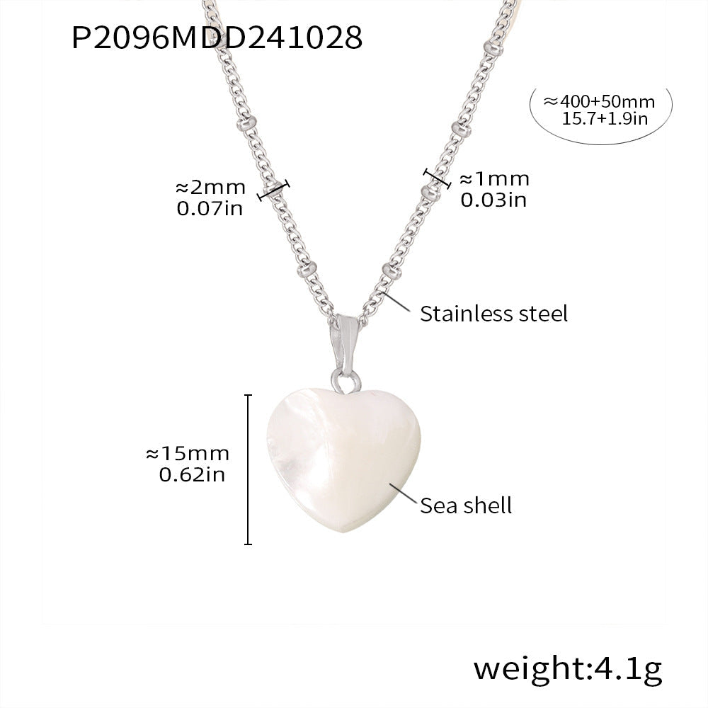 D관 - 프렌치 캐주얼 럭셔리 하트 쉘 펜던트 스테인리스 스틸 18K 도금 목걸이 [P2096] 24.11-1
