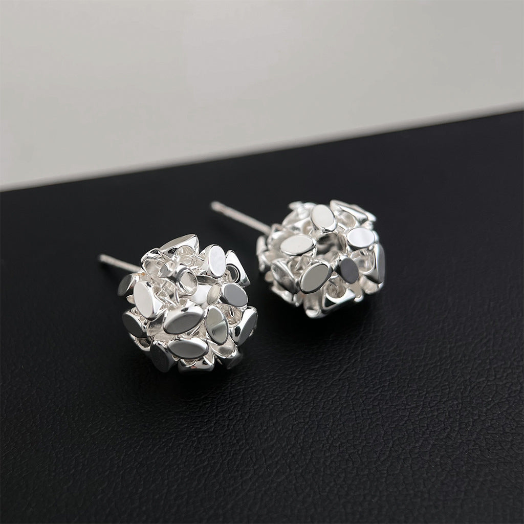 C관 - 14K 도금 불규칙 실버 조각 핸드메이드 원형 귀걸이 [5797-5798] 25.04-1