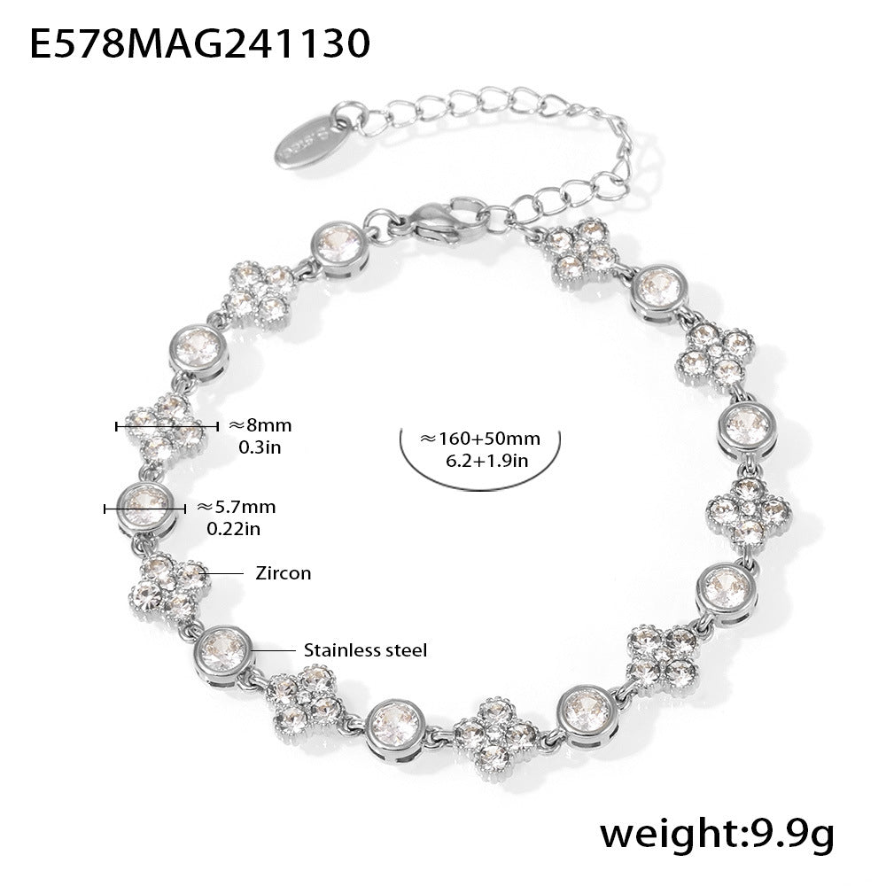 D관 - 18K 골드 도금 스테인리스 스틸 핸드메이드 큐빅 팔찌 [E575-E582] 24.12-2