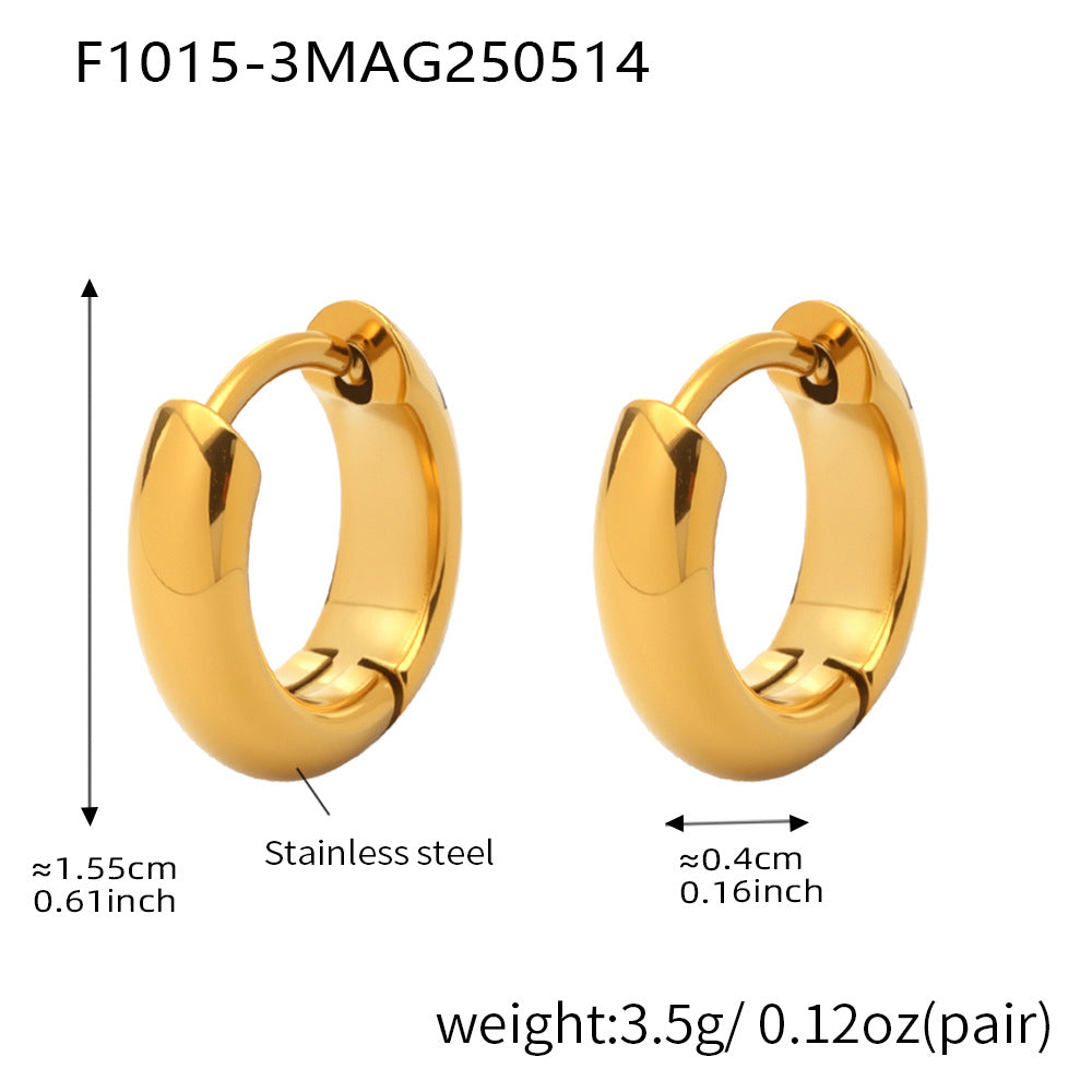 D관 - 투톤 원형 18K 도금 스테인리스 스틸 귀걸이 [F1015-F1098] 25.05-4