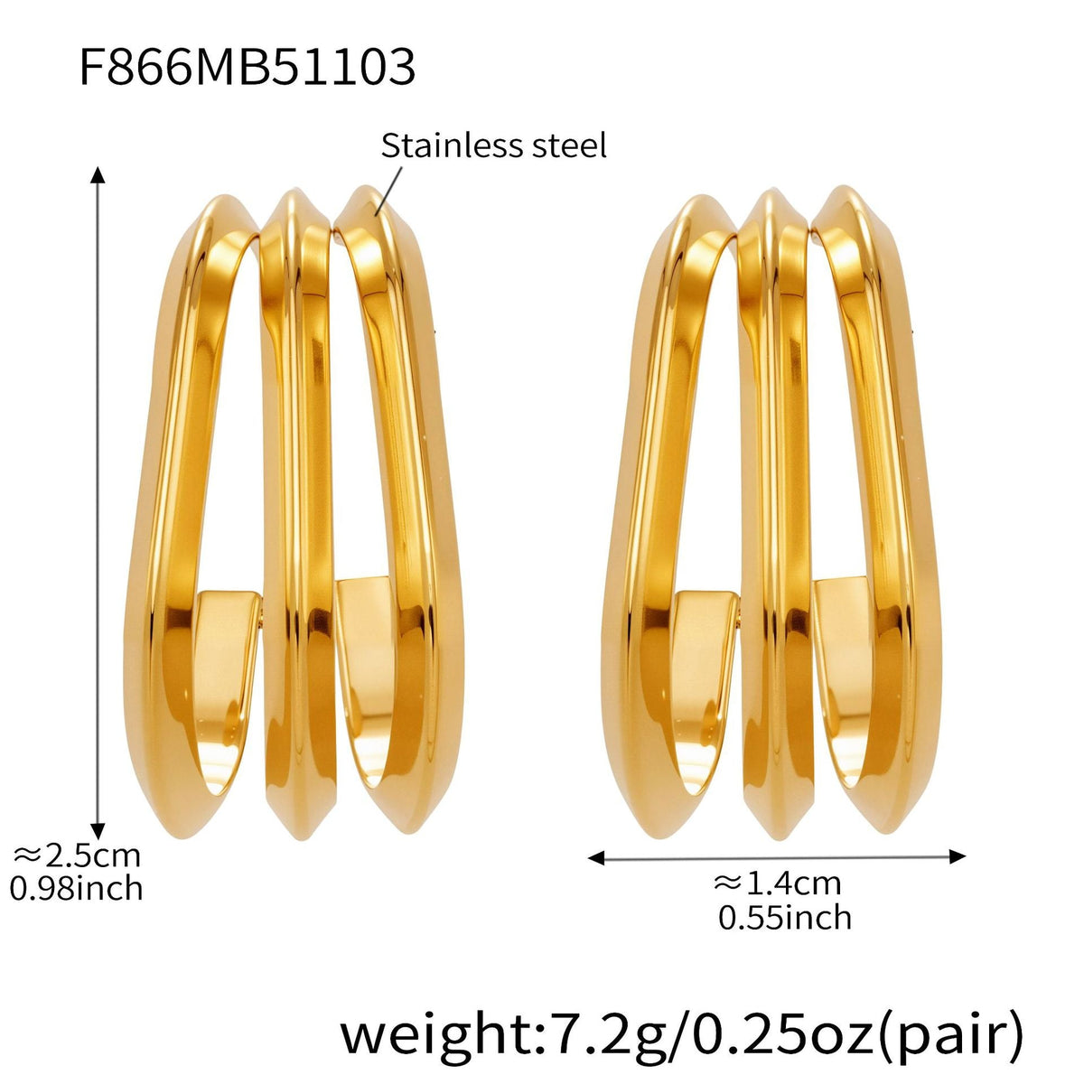 D관 - 스테인리스 18K 도금 레이어 하트 트위스트 귀걸이 [F753] 25.11-1