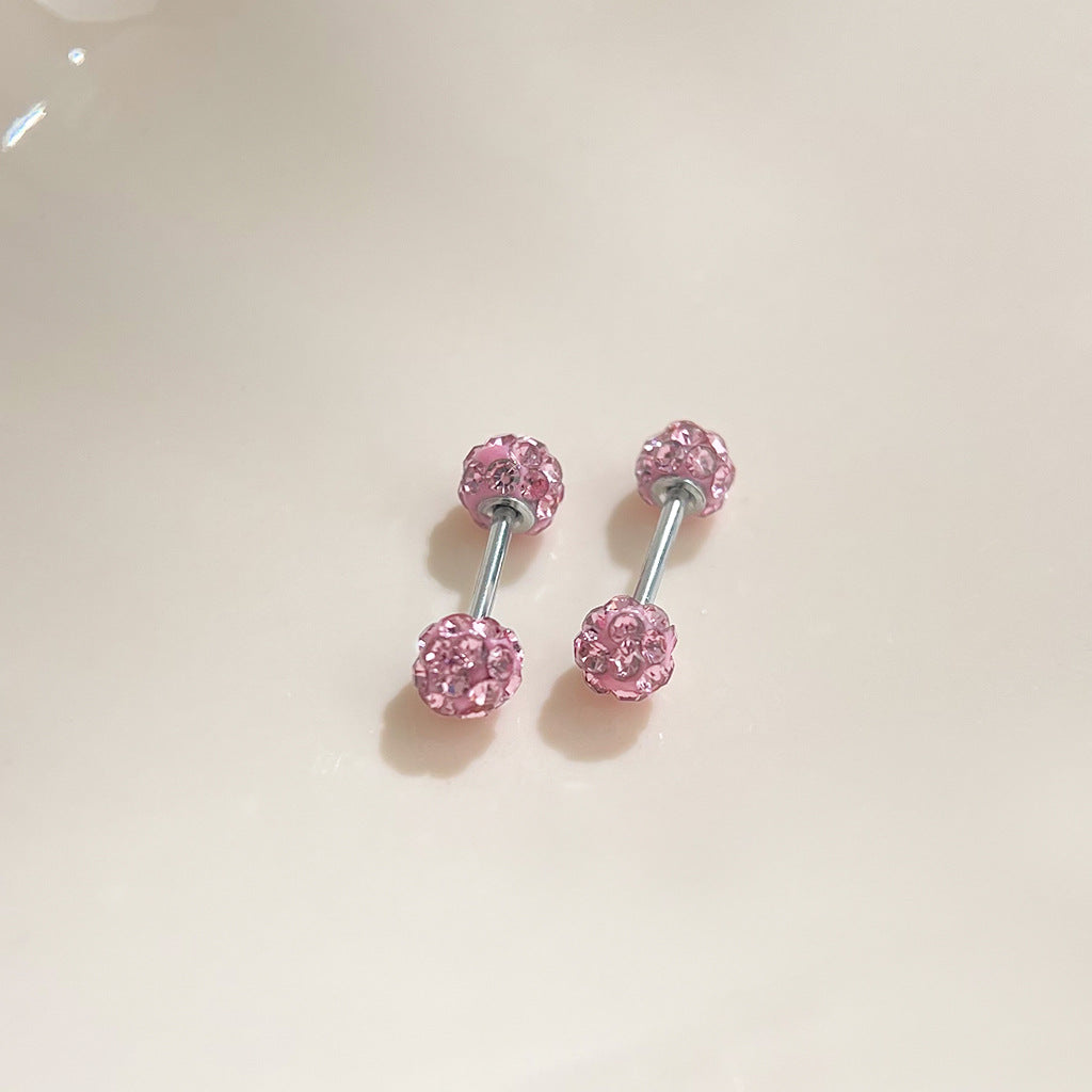 C관 - 티타늄 스틸 컬러 풀 큐빅 볼 디자인 귀걸이 [5318-5324] 24.12-4