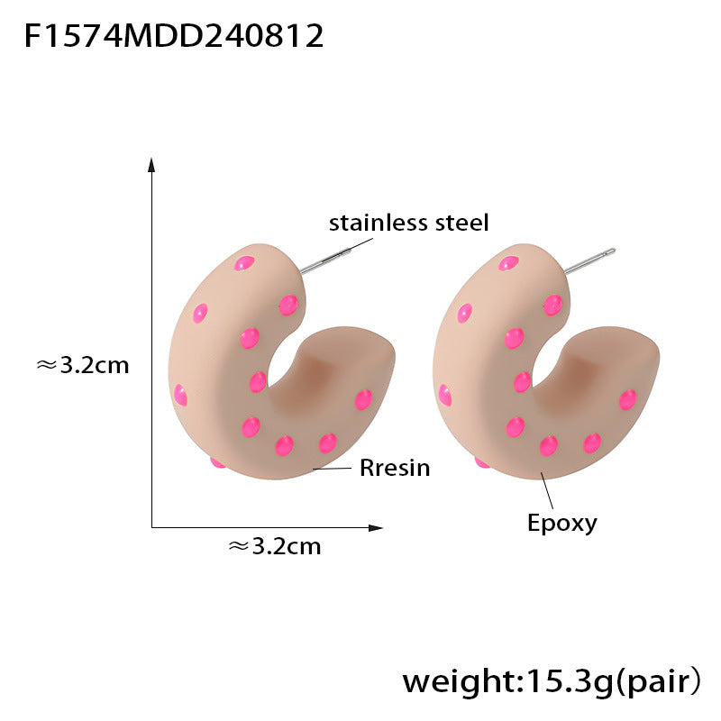 D관 - 트렌디 친환경 레진 소재 스테인리스 스틸 C형 귀걸이 [F1574] 24.08-5