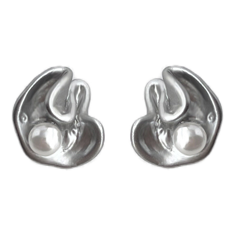 C관 - 러플 주름 진주 925 은침 귀걸이 [4714] 25.03-4