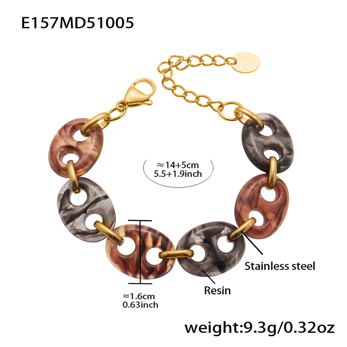 D관 - 스테인리스 스틸 18K 도금 레진 더블 원형 팔찌 [E157] 25.10-3