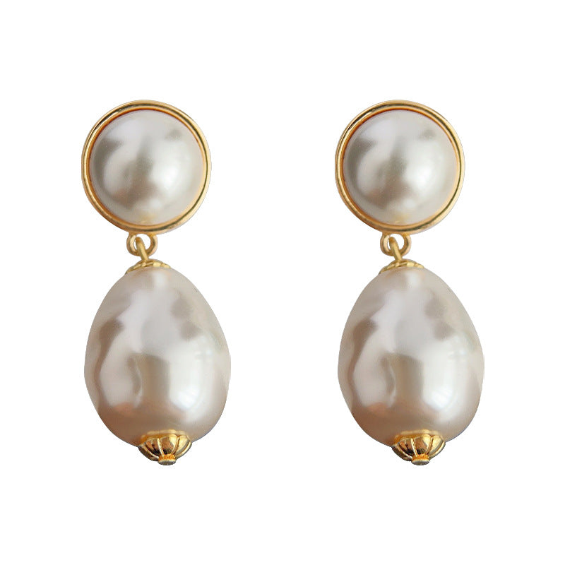 C관 - 14K 도금 고급스러운 복고풍 레진 진주 귀걸이 [3947] 24.05-2