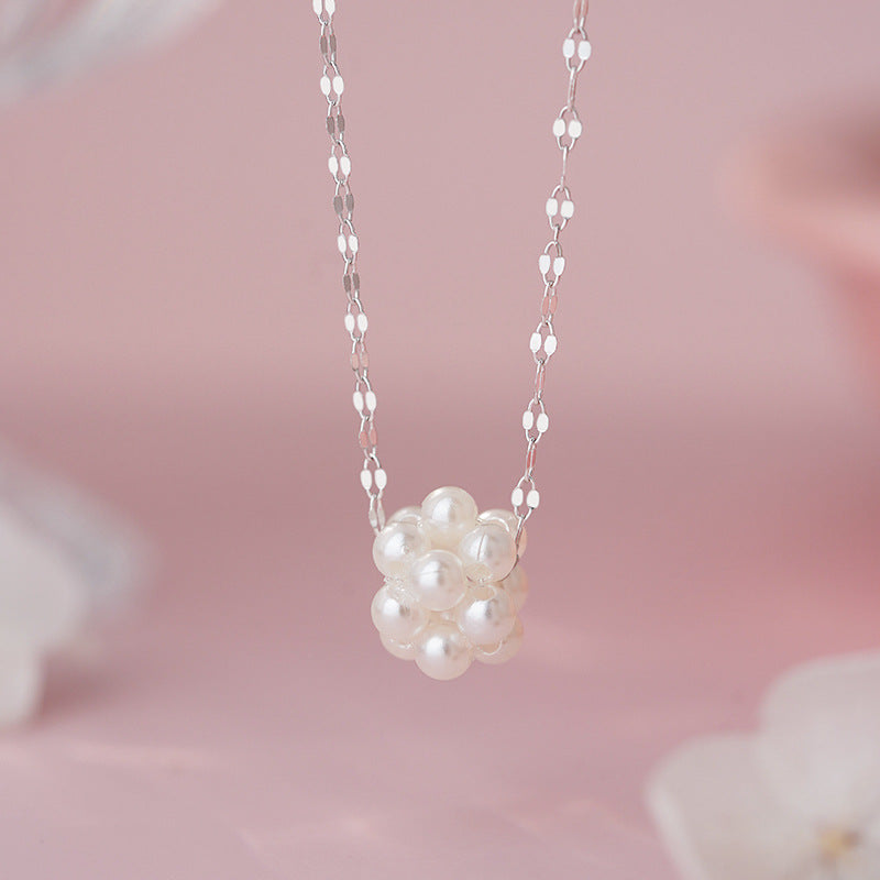 B관 - 925 실버 플라워 진주 볼 목걸이 [YC2663N_1] 25.09-4