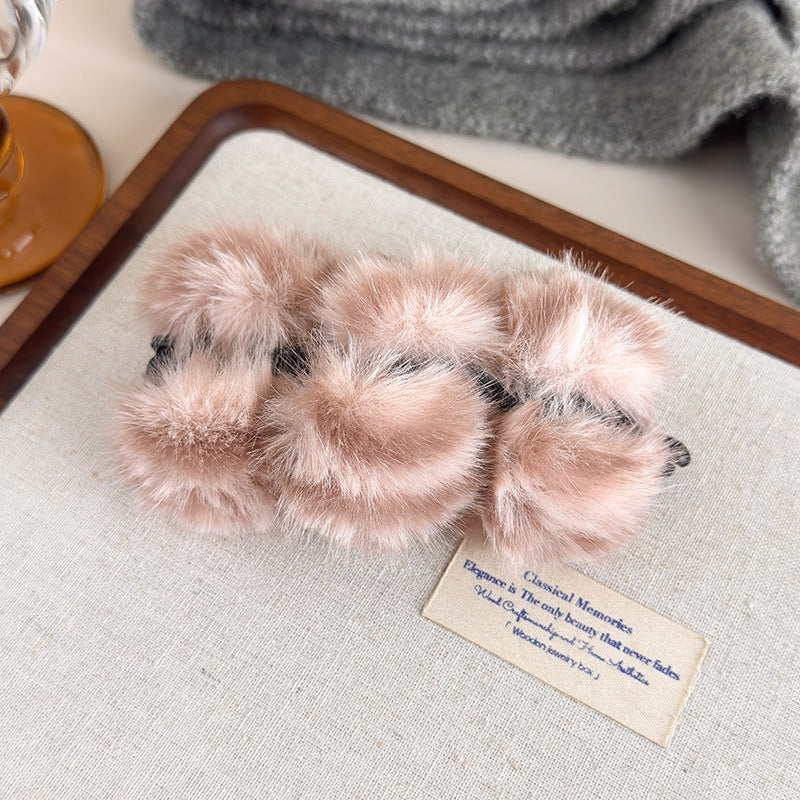 E관 - 퍼 소재 3구 디자인 호피무늬 집게핀 [27619] 25.10-5