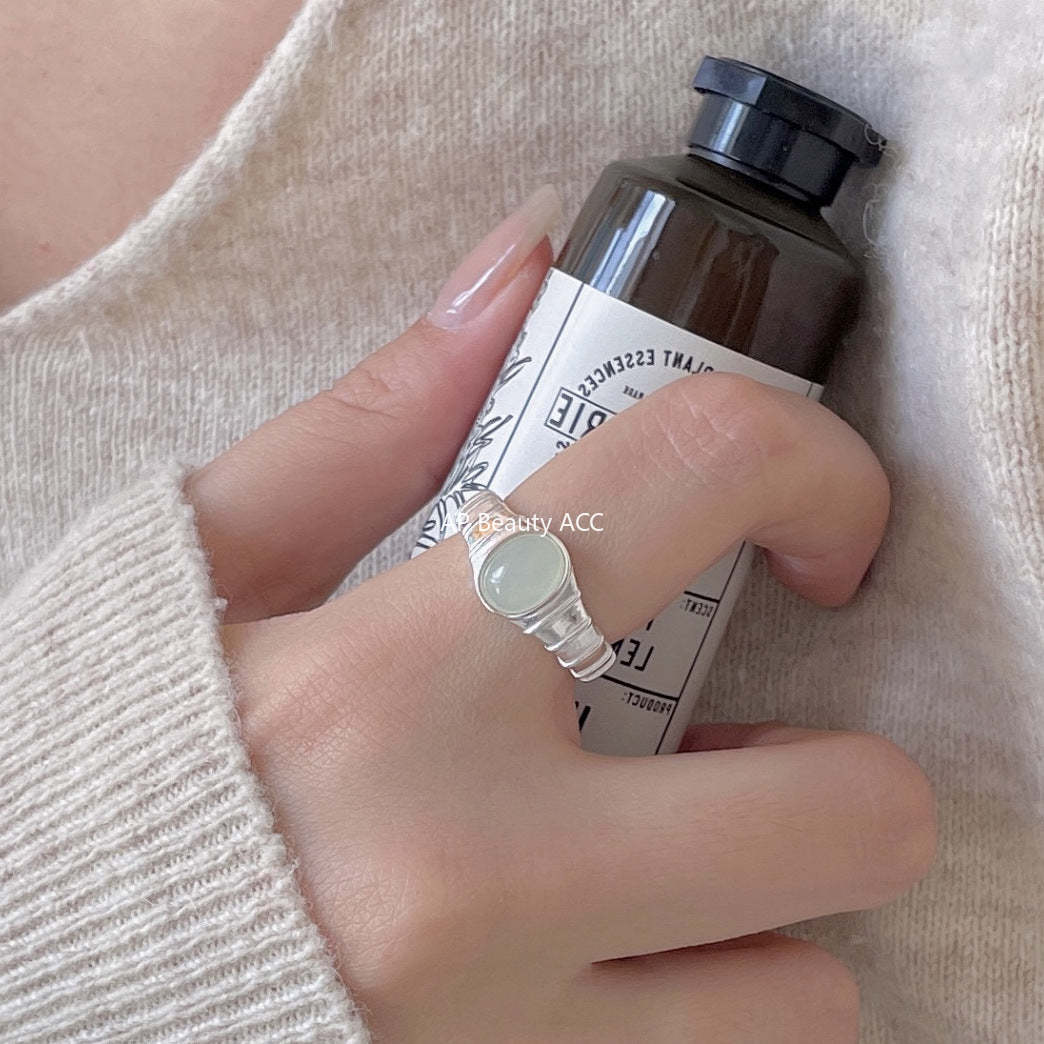 F관 - 925 실버 타원 크리스탈 오픈형 반지 [J1900] 25.12-2