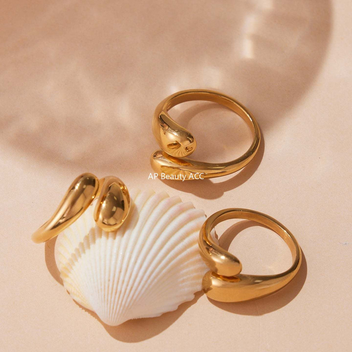 D관 - 스테인리스 스틸 기하학 라인 진주 오픈형 반지 [A388-A645] 25.09-4