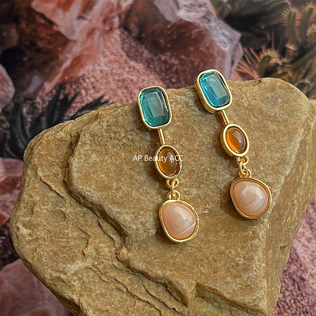 C관 - 기하학적 배색 롱 태슬 귀걸이 [5455] 25.02-1