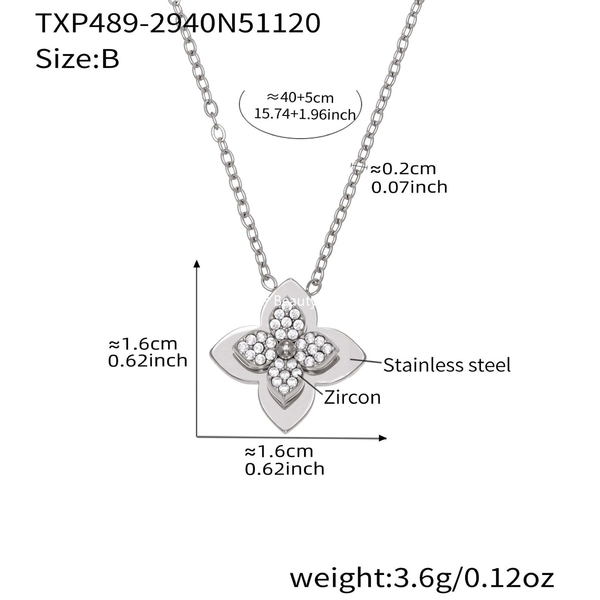 D관 - 스테인리스 스틸 큐빅 플라워 펜던트 목걸이 반지 [TXP489] 25.11-4