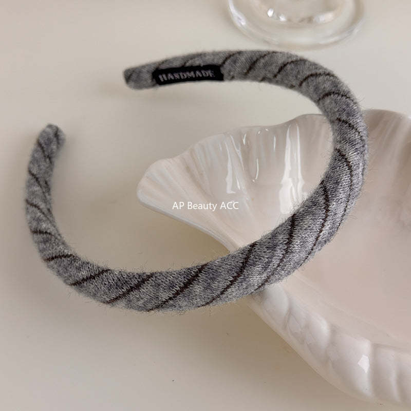 E관 - 사선 스트라이프 니트 울 머리띠 곱창 헤어밴드 [27523] 25.09-4