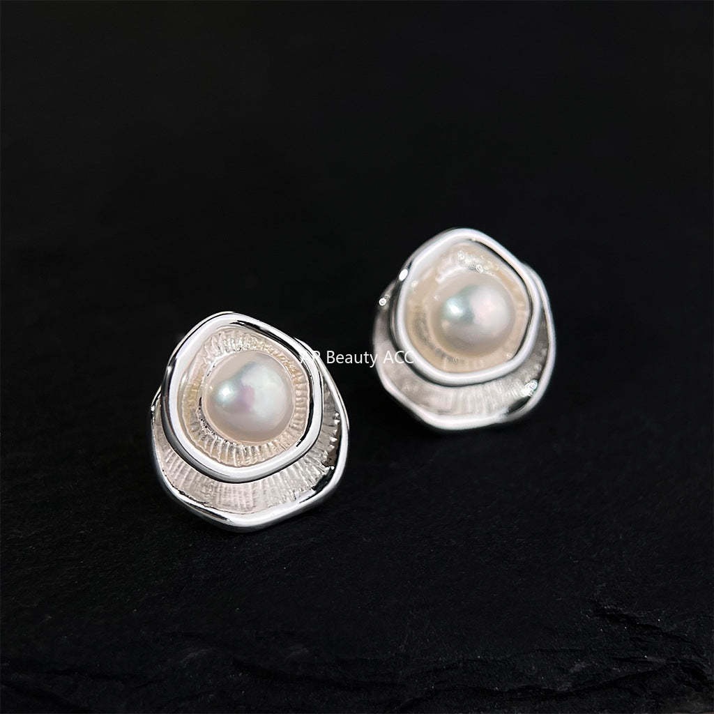 C관 - 14K 도금 925 은침 담수 진주 귀걸이 [5226] 25.02-2