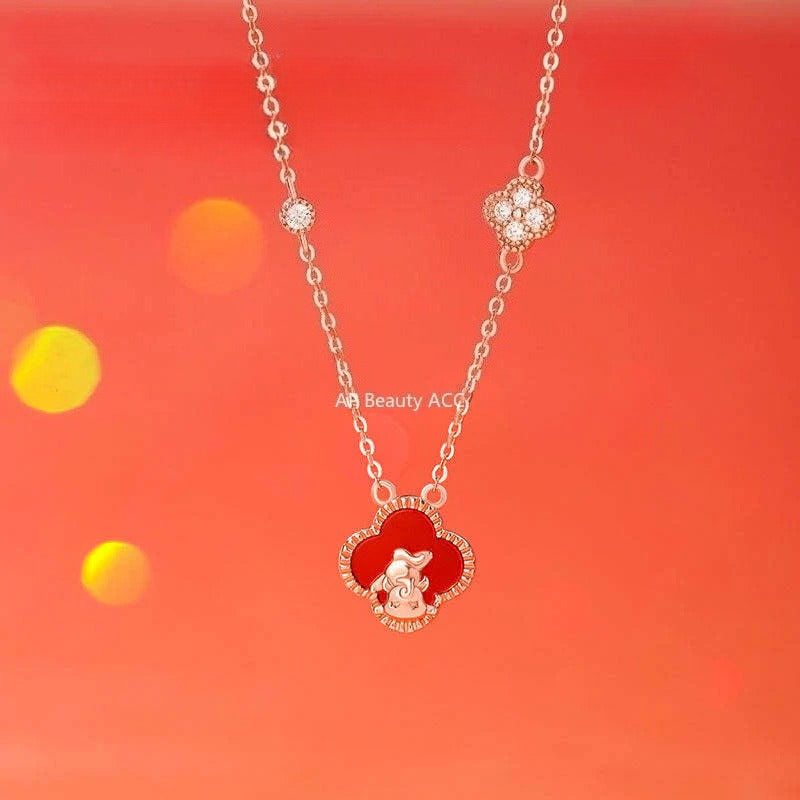 B관 - 925 실버 네잎클로버 말띠 행운 목걸이 팔찌 귀걸이 [YC2693N_1 YC4913SL_1 YC9704E_1] 25.10-5