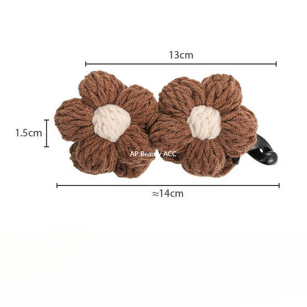 E관 - 레트로 니트 투 플라워 집게핀 [27628] 25.11-1