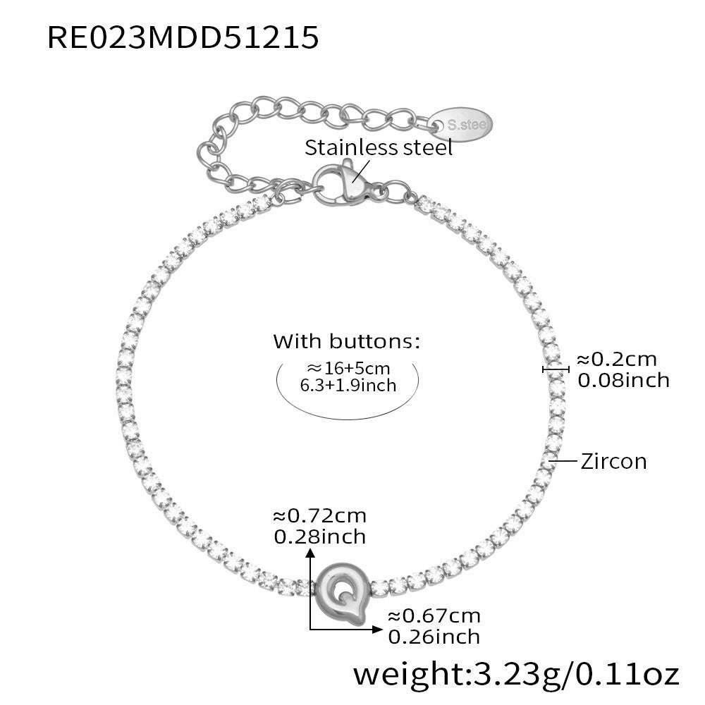 D관 - 스테인리스 스틸 18K 도금 알파벳 큐빅 팔찌 [RE023] 25.12-3