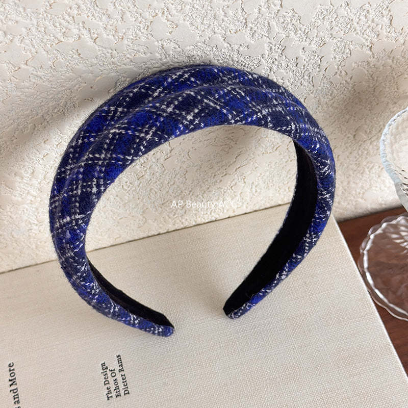 E관 - 체크 니트 입체 와이드 머리띠 [27500] 25.09-4