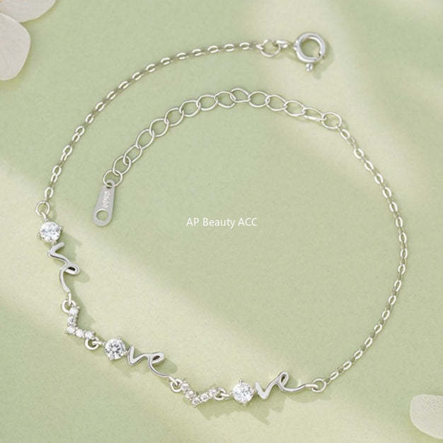 B관 - 925 실버 LOVE 이니셜 큐빅 목걸이 [YC4137SL_1] 25.12-3