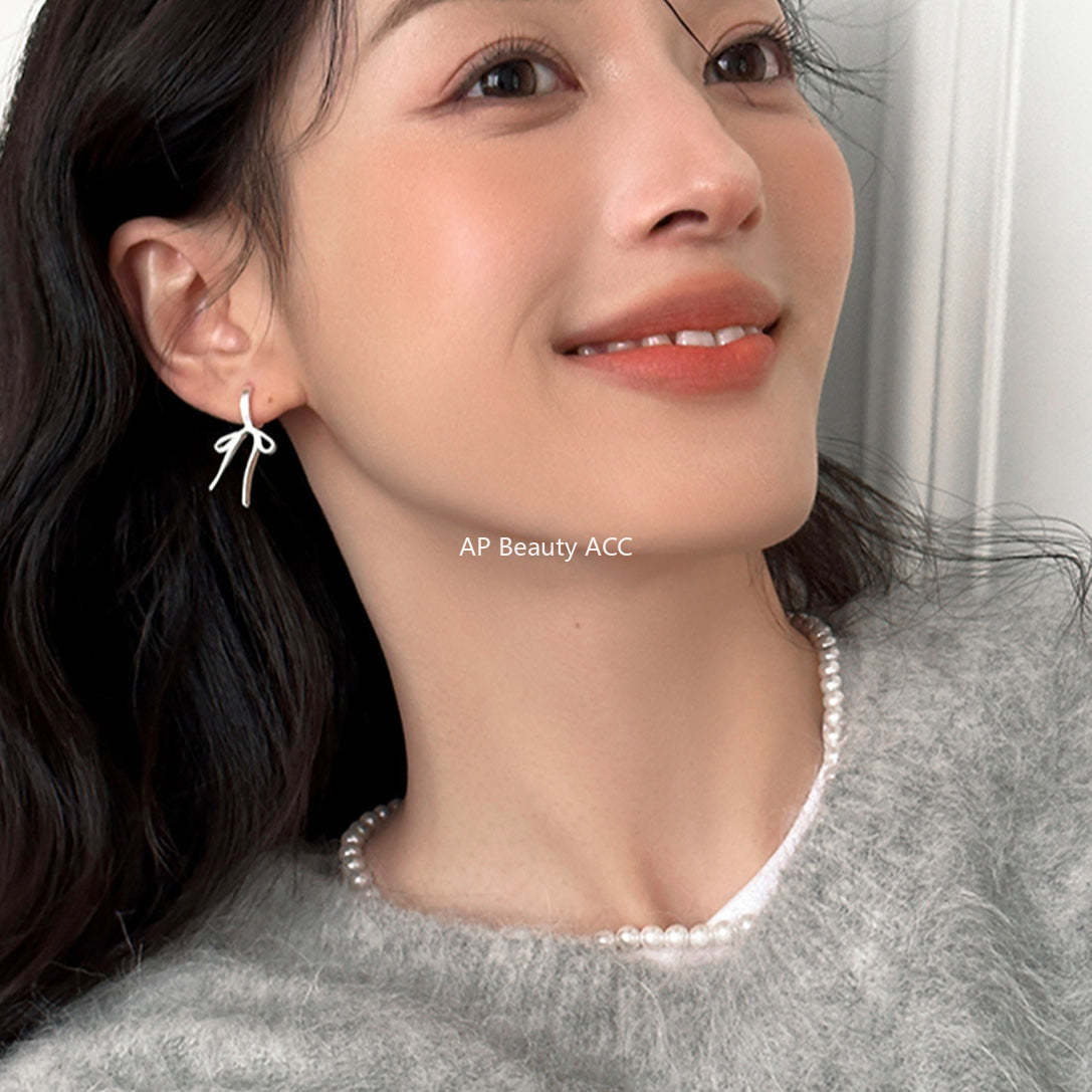A관 - 925 은침 무광 리본 링형 귀걸이 [EH-3365] 24.12-4