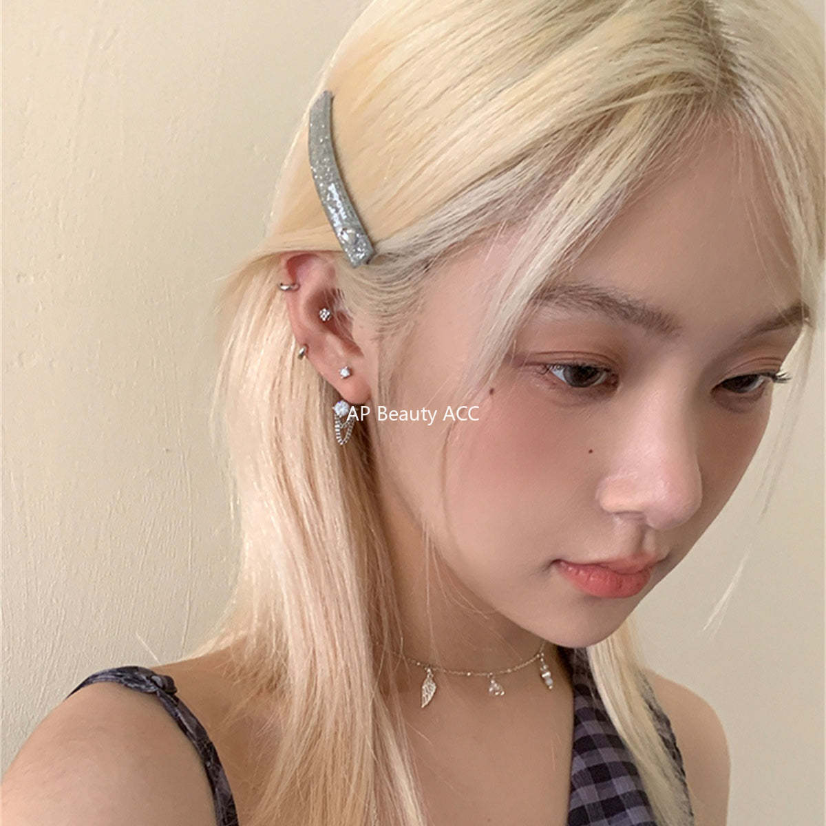 A관 - 티타늄 스틸 큐빅 체인 드롭 투웨이 귀걸이 [EH-4193] 25.10-4