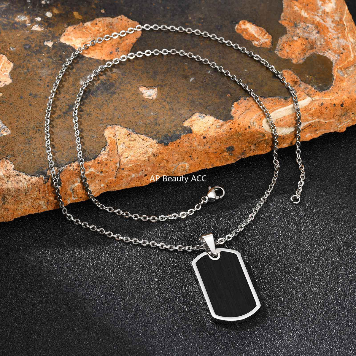 G관 - 스테인리스 태그 플레이트 펜던트 목걸이 [PN-2236] 25.11-2