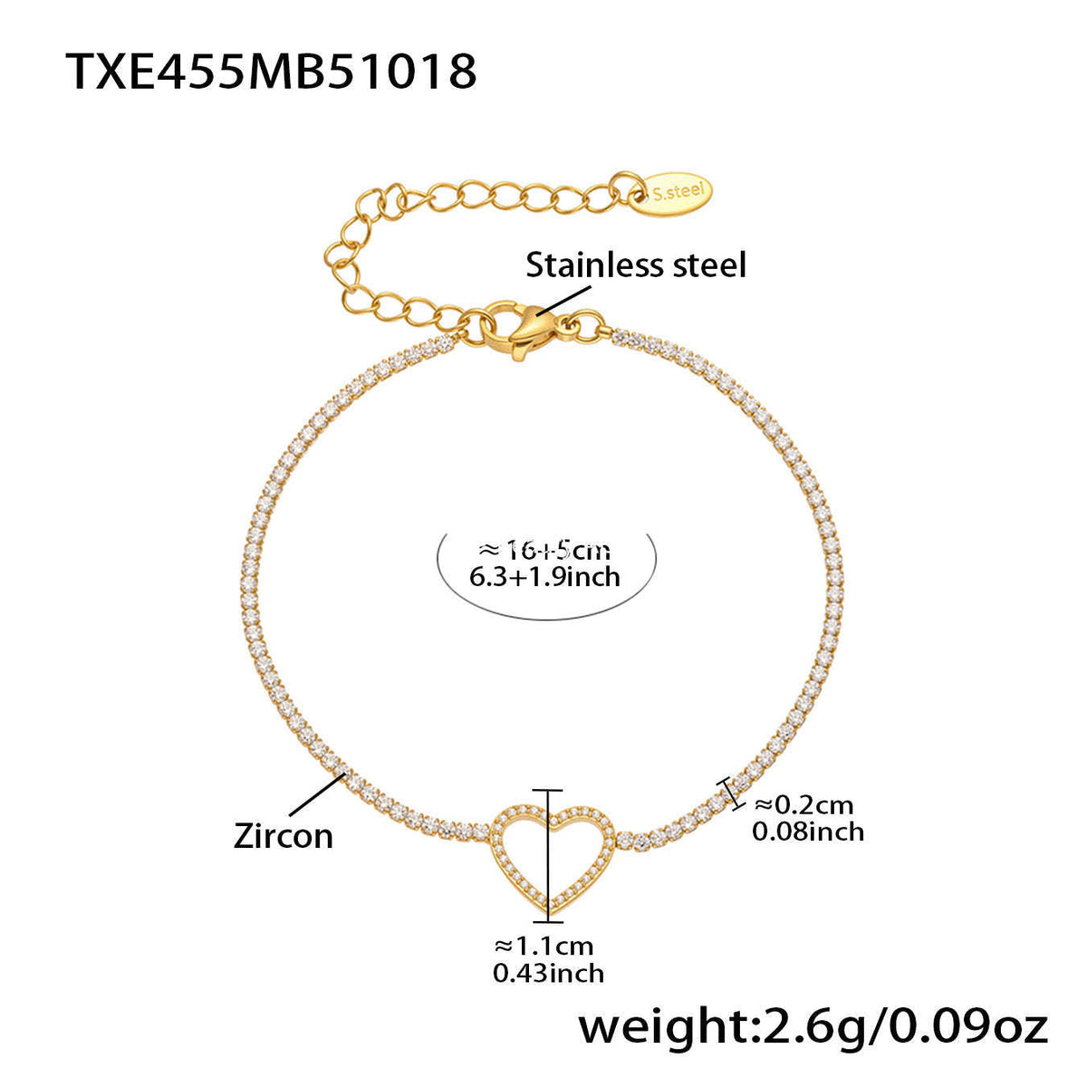 D관 - 스테인리스 스틸 풀큐빅 하트 체인 귀걸이 목걸이 팔찌 [TXP455] 25.10-4