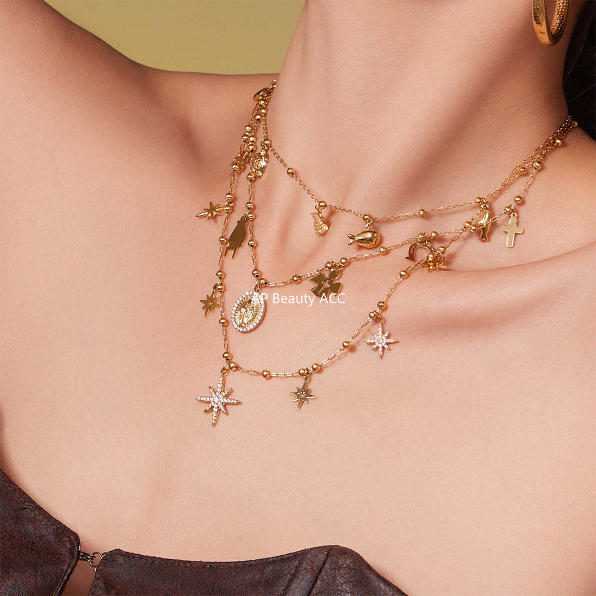 D관 - 스테인리스 스틸 진주 큐빅 펜던트 18K 도금 목걸이 [P732] 25.11-4