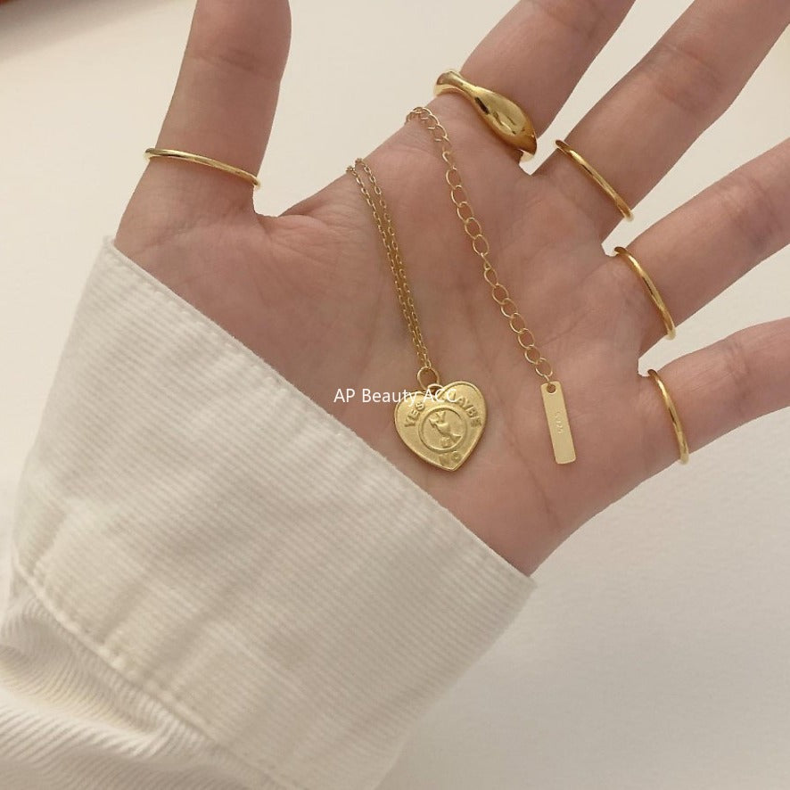 F관 - 925 실버 하트 카드 펜던트 목걸이 [B377-B378] 25.10-3