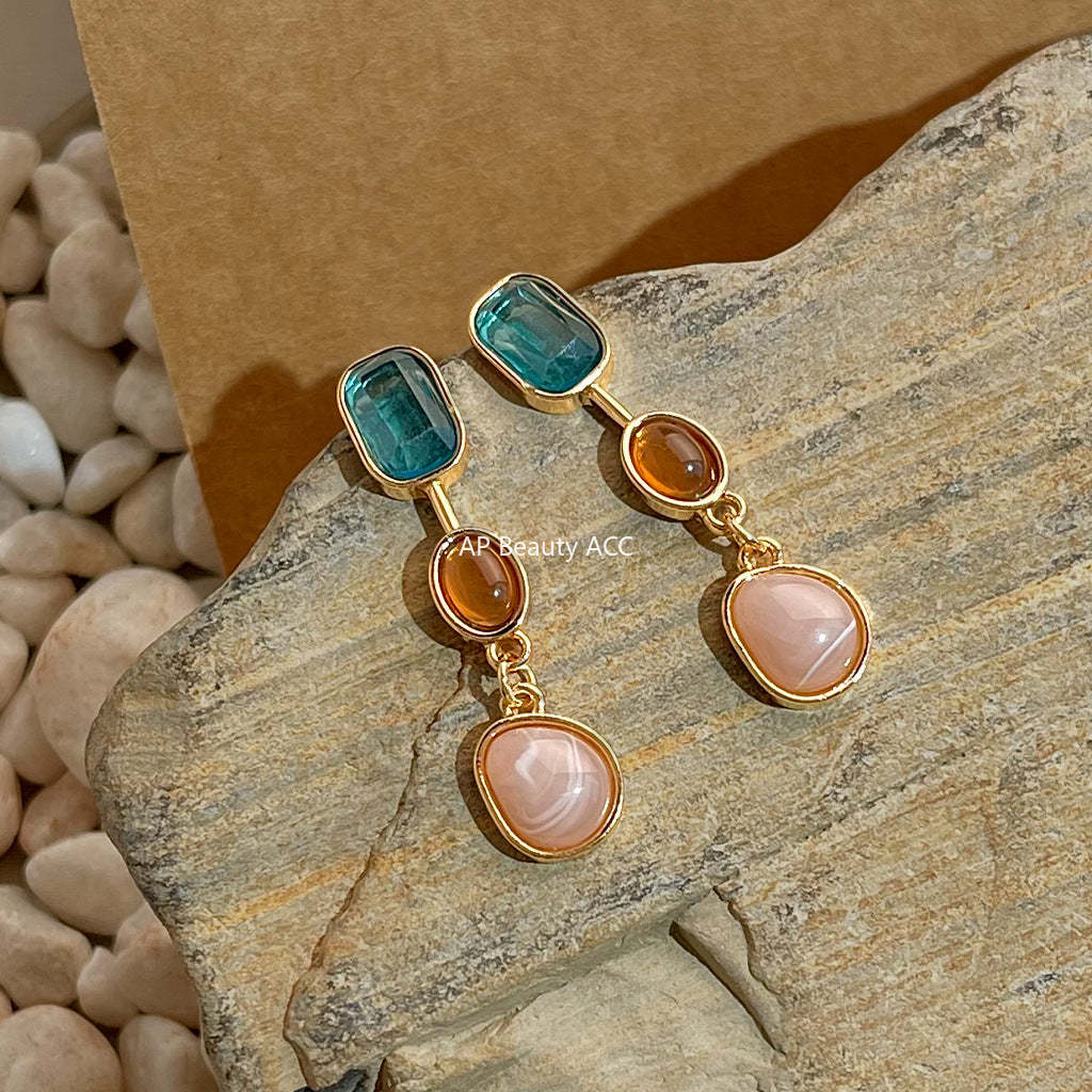 C관 - 기하학적 배색 롱 태슬 귀걸이 [5455] 25.02-1