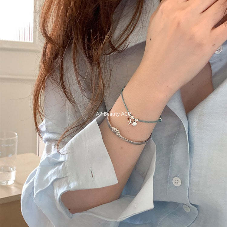 A관 - 불가사리 조개 925 실버 스트랩 팔찌 [SL-488] 25.12-1