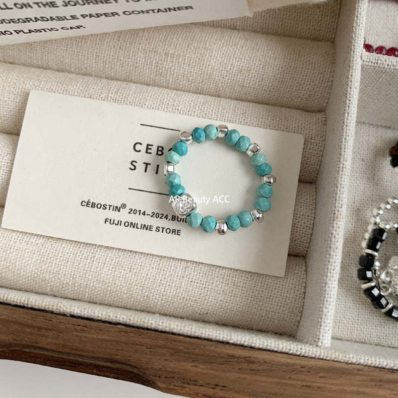 A관 - 플라워 잎사귀 복주머니 말 사과 미니 펜던트 925실버 반지 [RB] 25.11-4