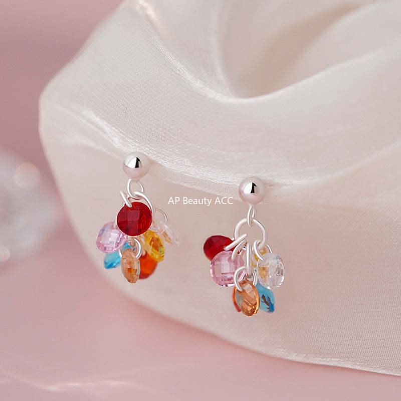 B관 - 925 실버 포도 컬러 큐빅 비즈 귀걸이 [YC4885E_2] 25.09-4