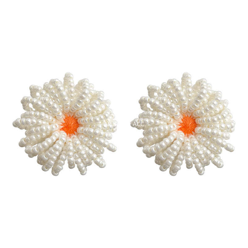 C관 - 패브릭 플라워 비즈 은침 귀걸이 [5677] 25.03-1