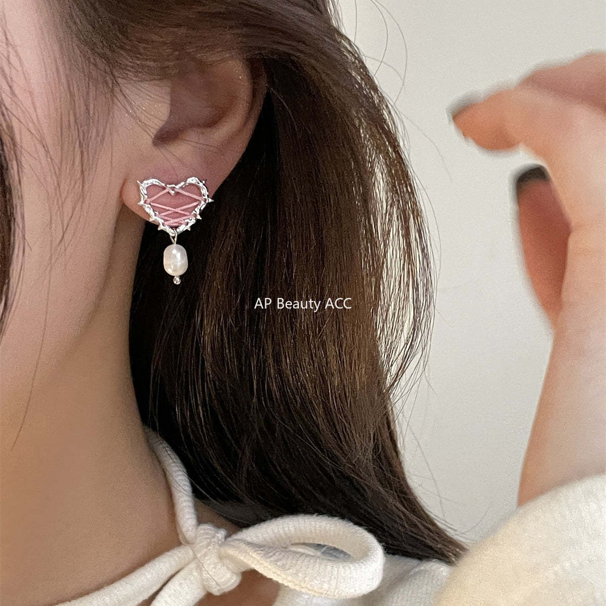 A관 - 925 은침 가시 하트 진주 귀걸이 [EH-3270] 24.10-3