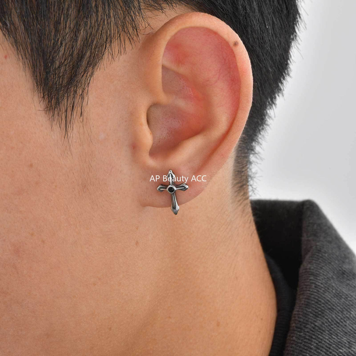 G관 - 스테인리스 스틸 십자가 피어싱 귀걸이 [ES-745] 25.12-2