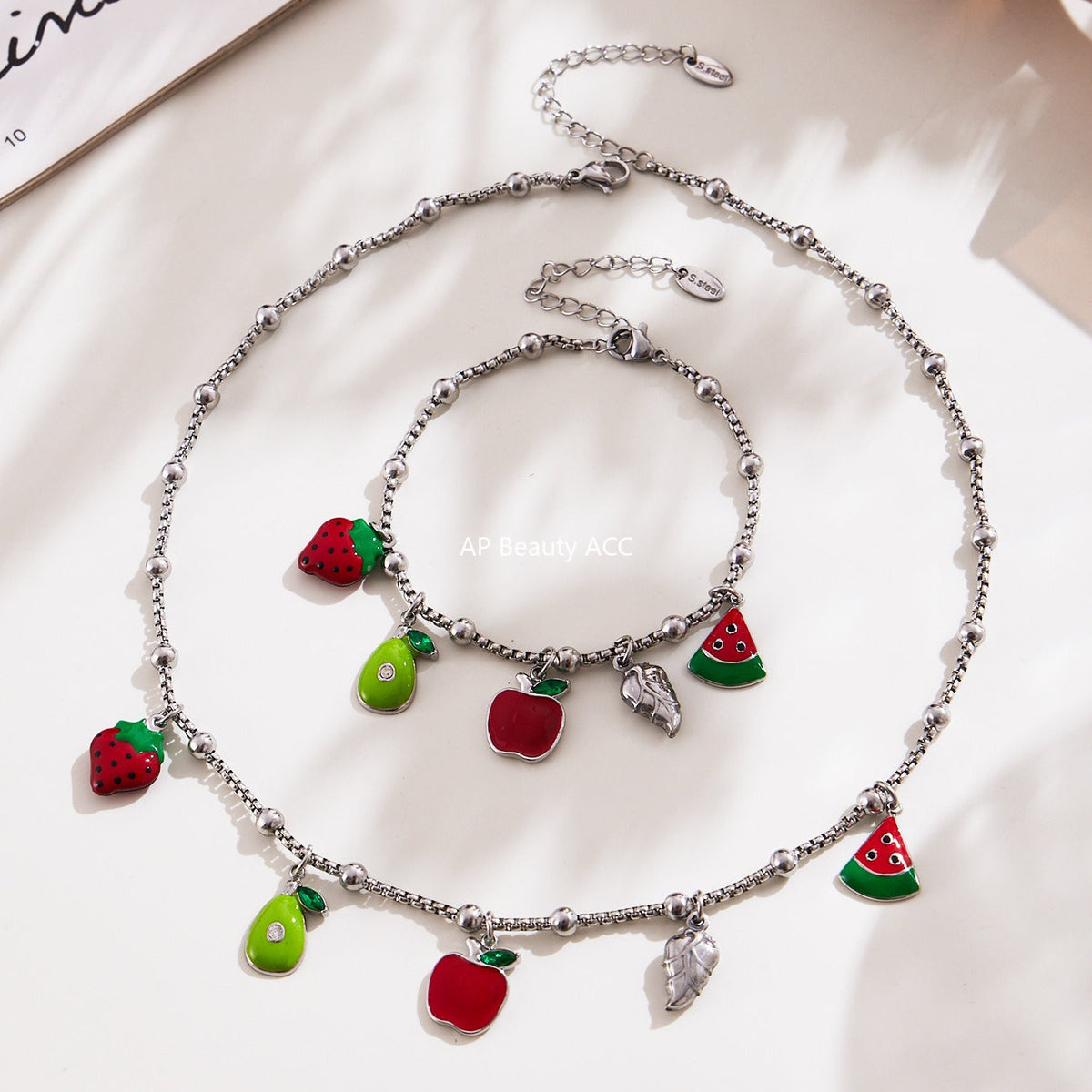 D관 - 스테인리스 스틸 과일 큐빅 펜던트 목걸이 팔찌 발찌 [TXP416] 25.10-1