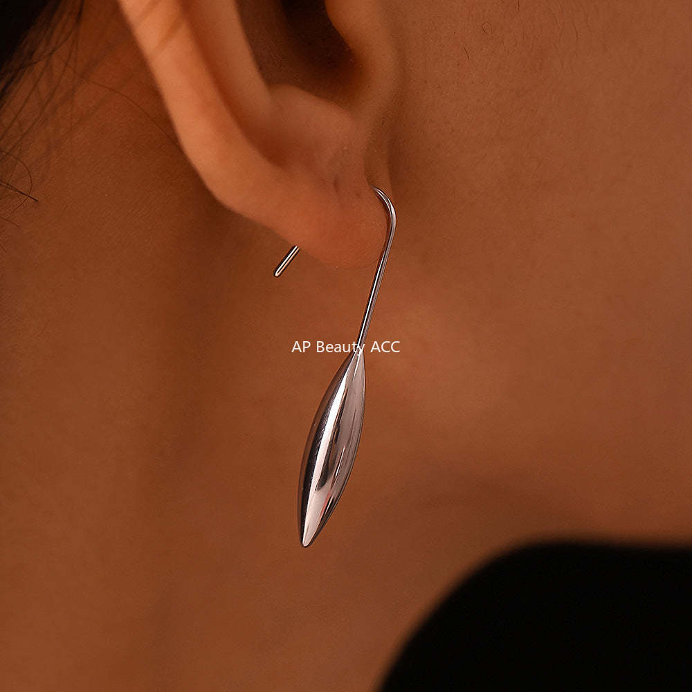D관 - 물방울 후크 미니멀 디자인 스테인리스 스틸 18K 도금 귀걸이 [F396] 24.11-2