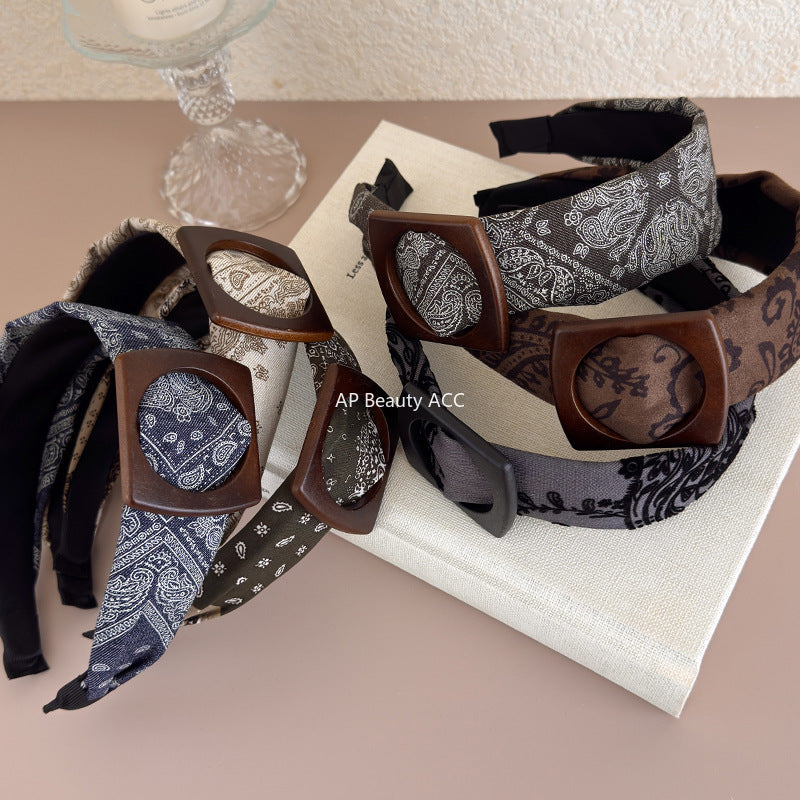 E관 - 멜라드톤 페이즐리 패턴 와이드 머리띠 [27546] 25.10-1