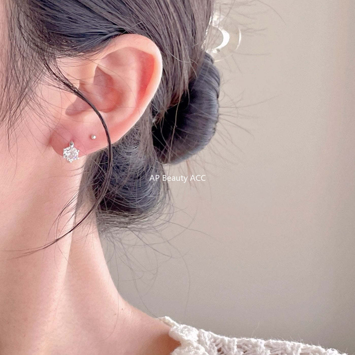 F관 - 925 실버 큐빅 후프 링 귀걸이 [C1414] 25.11-3