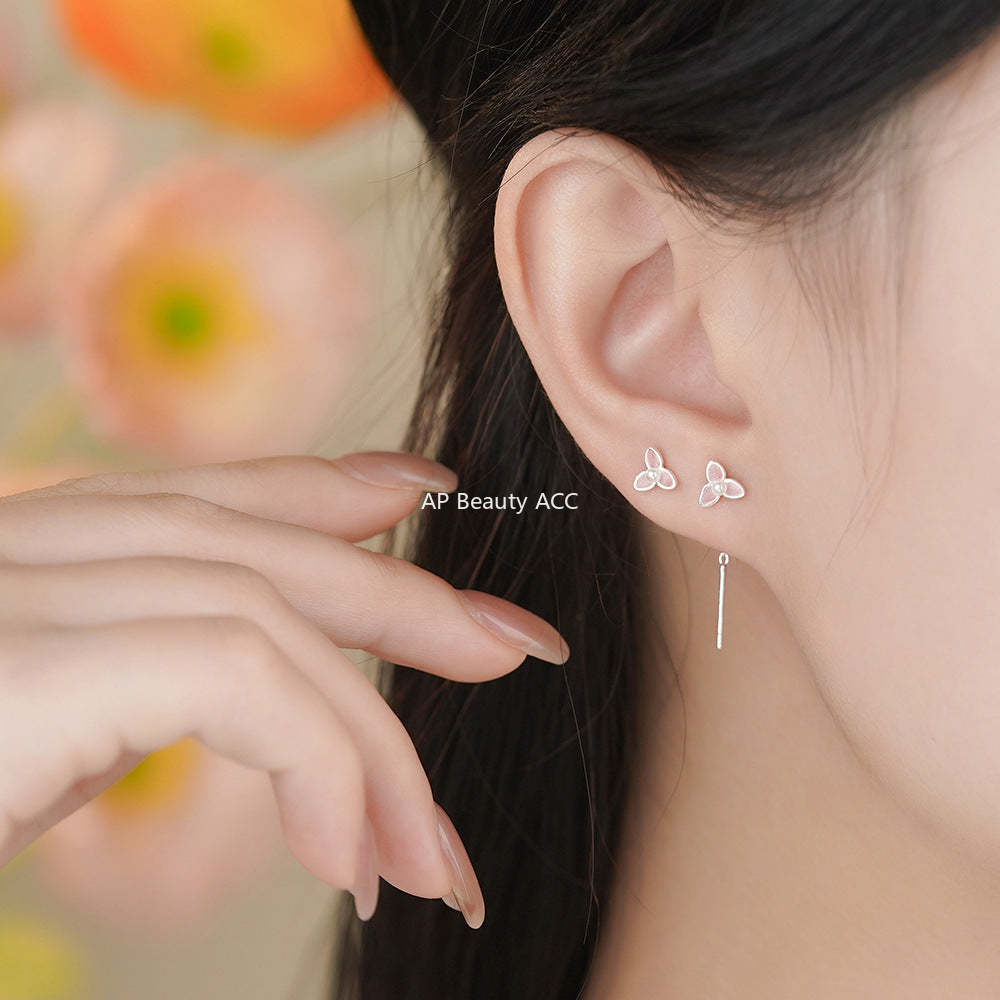 B관 - 999 실버 플라워 진주 귀걸이 [YC4125E_1] 25.12-1