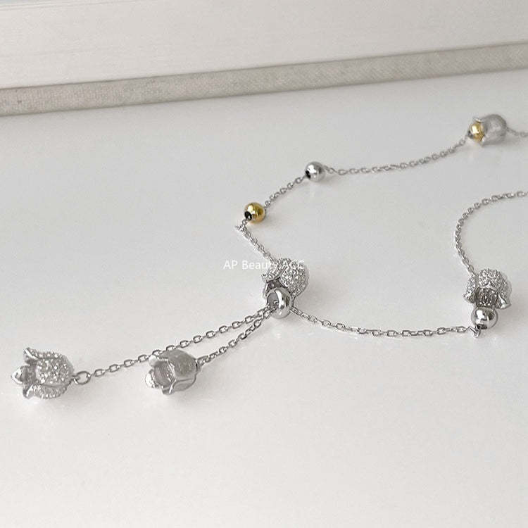 A관 - 꽃봉오리 플라워 모양 큐빅 목걸이 [XL-1220] 25.12-1