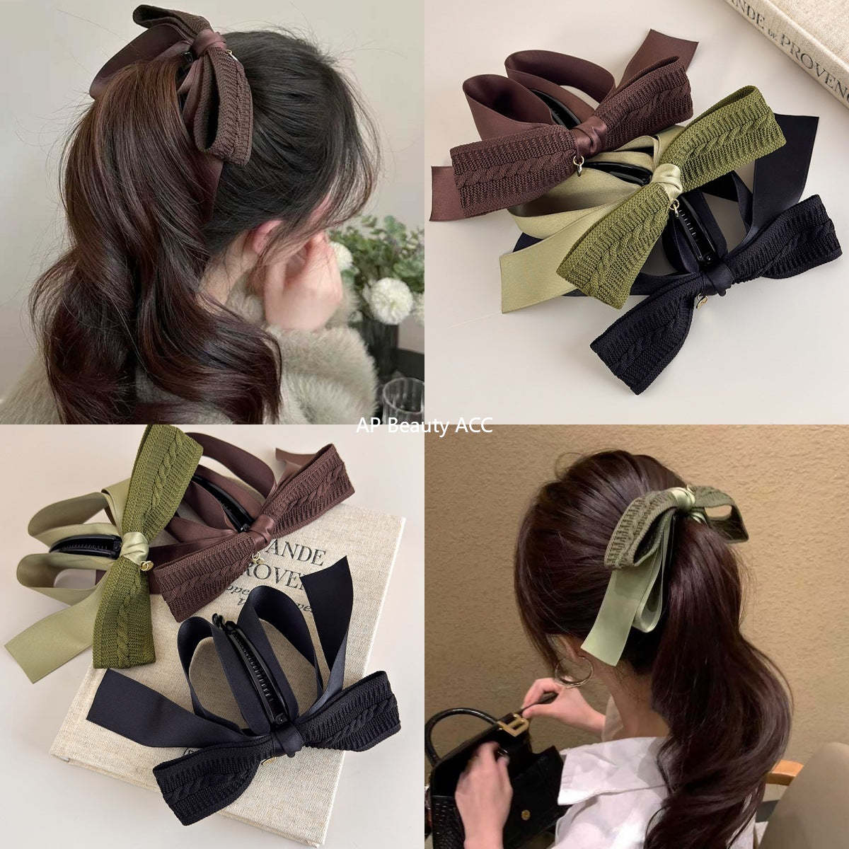 E관 - 레트로 니트 리본 대형 집게핀 [27638] 25.11-1