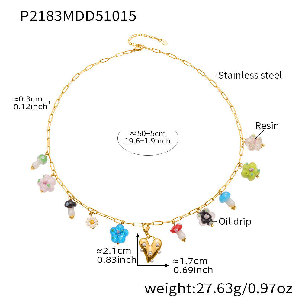 D관 - 스테인리스 스틸 나비 큐빅 레진 에나멜 펜던트 목걸이 [P2183] 25.10-4