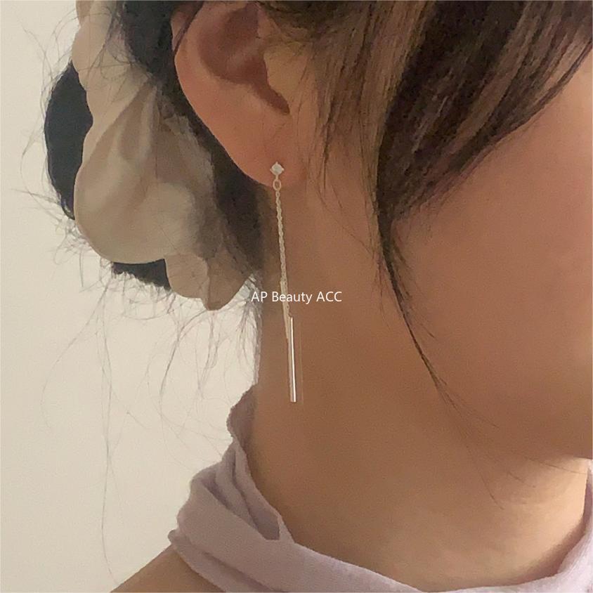 F관 - 925 실버 롱 체인 태슬 귀걸이 [C1189] 25.12-3