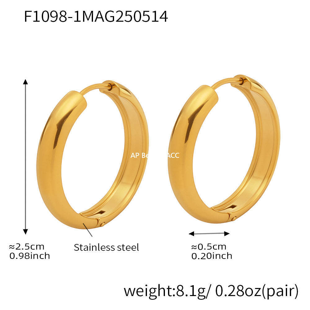 D관 - 투톤 원형 18K 도금 스테인리스 스틸 귀걸이 [F1015-F1098] 25.05-4