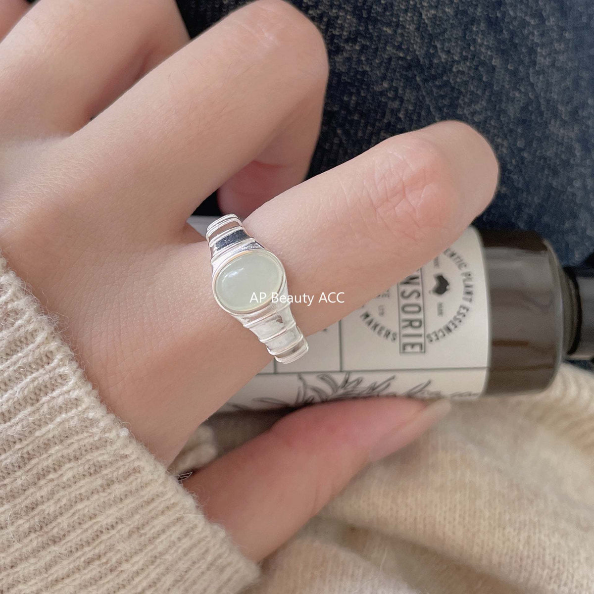 F관 - 925 실버 타원 크리스탈 오픈형 반지 [J1900] 25.12-2