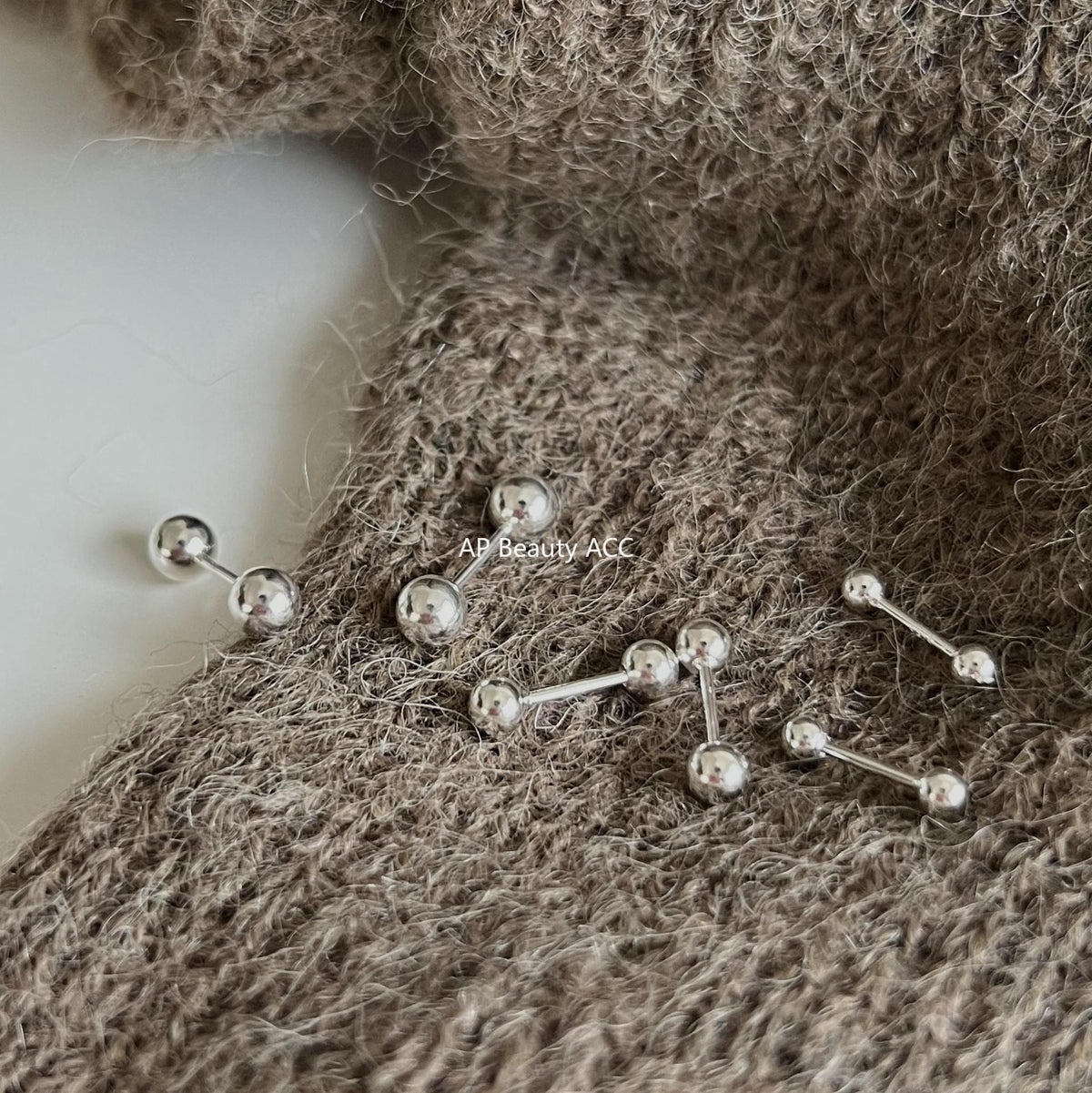 F관 - 925 실버 비즈 피어싱 귀걸이 [C876] 25.12-1
