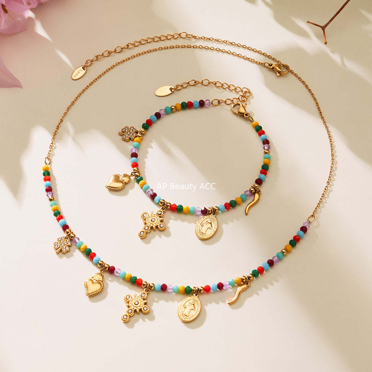 D관 - 스테인리스 스틸 크리스탈 펜던트 큐빅 팔찌 목걸이 [TXP481] 25.11-4